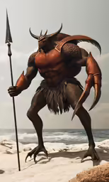 a creature with large claws and a large tail stands on its hind legs and has a scrunch to his back
