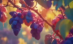 a bunch of purple berries are hanging from a tree branch