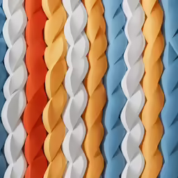 the color of paper is bright orange, white, blue and orange