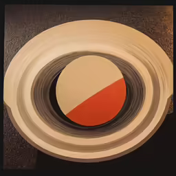 an overhead view of a white bowl with a red stripe in the middle
