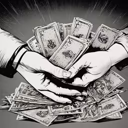 the hand of a person holding money in one hand,a lot of money being held up by hands