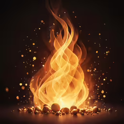 a large fire is lit on top of some rocks