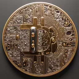 a gold plated object with electronic technology