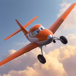 the orange plane has a smiley face on it