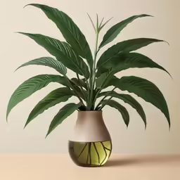 a large potted plant is sitting on a table