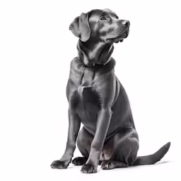 black dog with his head up sitting