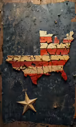 a large flag is made out of old bricks