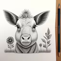 a cow with some flowers on it