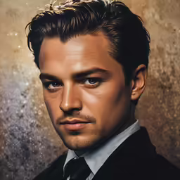 a man in a suit and tie looks at the camera