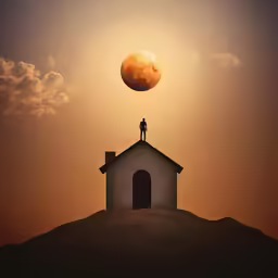 man on a roof standing at the top of a building