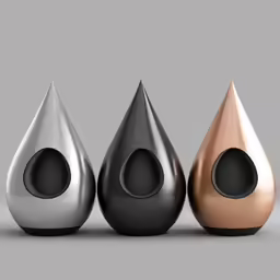 three silver and rose gold vases on grey background