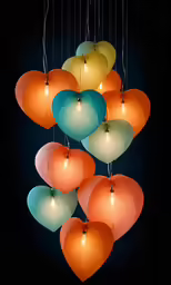 several colorful hanging lanterns on strings