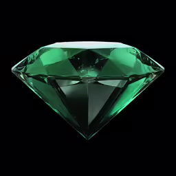 large green diamond in a black studio setting