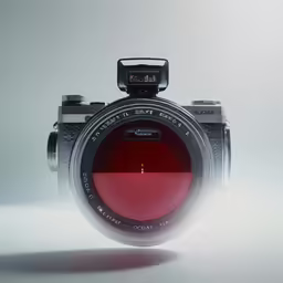 a digital slr camera with the lens partially visible