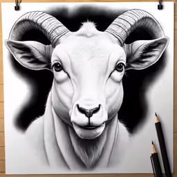 a cow drawn in pencil on a paper
