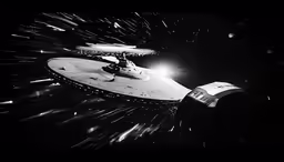 an artistic image of a star trek ship in space