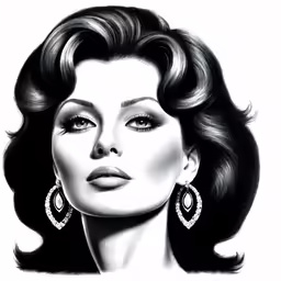 a drawing of a woman with large earrings