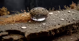 an empty ball on top of some dirt
