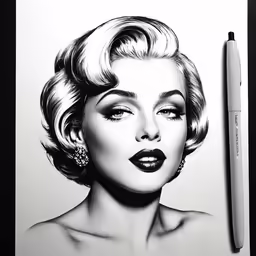a woman is depicted in black and white on a clipboard