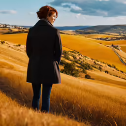 a woman wearing sunglasses standing in a field