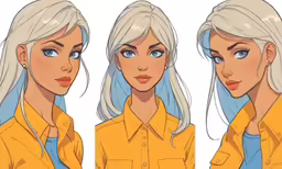 three different pictures of a woman with blonde hair