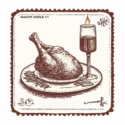 an image of food with a wine glass