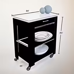 a drawing of an oven with wheels and white plates