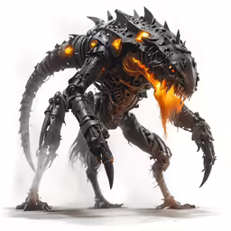 a monster with flames coming out of it