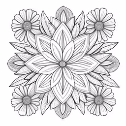 a flower on a white background,the illustration is black and white with a decorative motif that contains flowers