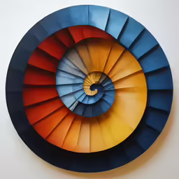 an artistic colorful art piece depicting a spiral staircase
