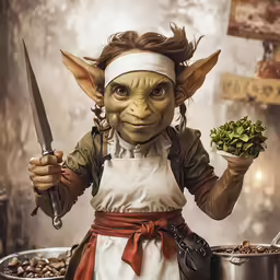 a yoda doll holding a bunch of greens