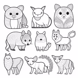 a black and white image of different wild animals