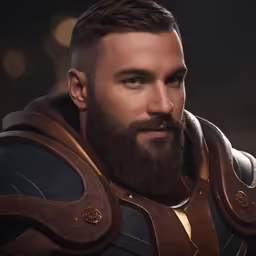 an image of a man wearing armor and a beard