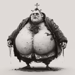 a fat man wearing an open coat is holding his large butt