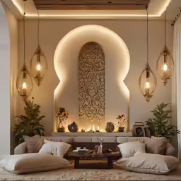 the living room has large pillows on the couches