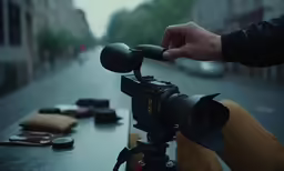 a man sitting in front of a video camera