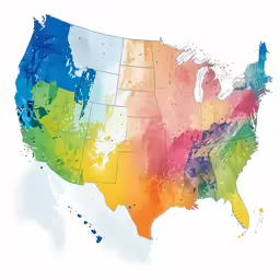 a map of the united states with colorful colors