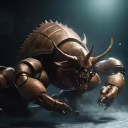 an illustration shows a monster like creature with big, heavy claws