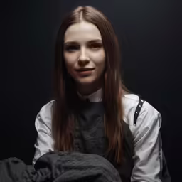 a woman posing for a portrait with no shoes