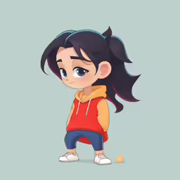 an anime girl standing and wearing a hoodie