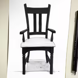 an easy chair that is a drawing, with a pencil in it