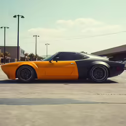 yellow and black sports car parked on the street