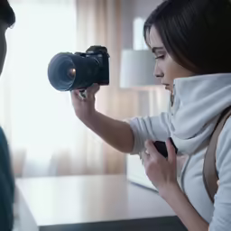 a man taking pictures while the woman uses her camera
