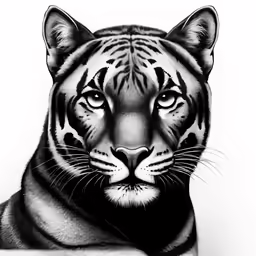 a black and white tiger portrait drawing