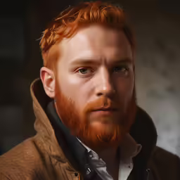 this is a very redhead bearded man with nice facial hair