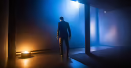 a man in a dark room with one lit candle