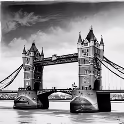 a black and white photograph of tower bridge