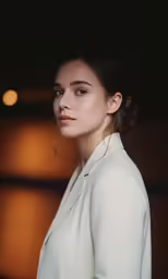 a close up of a person with long hair
