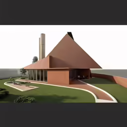 this is a computer generated image of a house in the shape of a cone