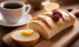 some bread slices sitting on a table with some jam